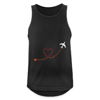 ★ Couleurs de conception modifiables ★ Avion, coeurs - Débardeur respirant Homme - noir - Devant - Nick (188cm)