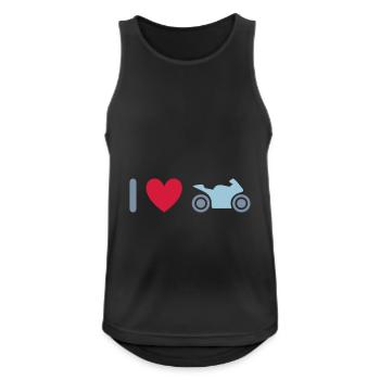 ★ Designfarben änderbar ★ Ich liebe Motorräder - Männer Tank Top atmungsaktiv - Schwarz - Vorne - Nick (188cm)