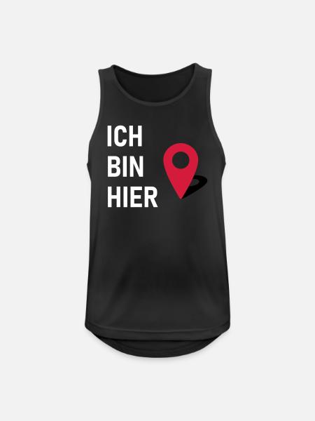 Ich bin hier 📍 - Männer Tank Top atmungsaktiv - Schwarz