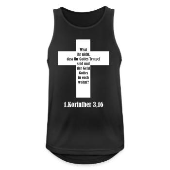 Quotation from the Cross Corinthians 3:16 - Spirit in You - Men's Breathable Tank Top - black - Front - Nick (188cm)