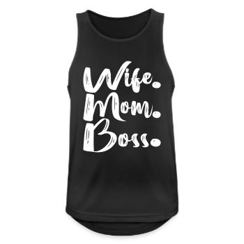 Wife Mom Boss - Männer Tank Top atmungsaktiv - Schwarz - Vorne - Nick (188cm)