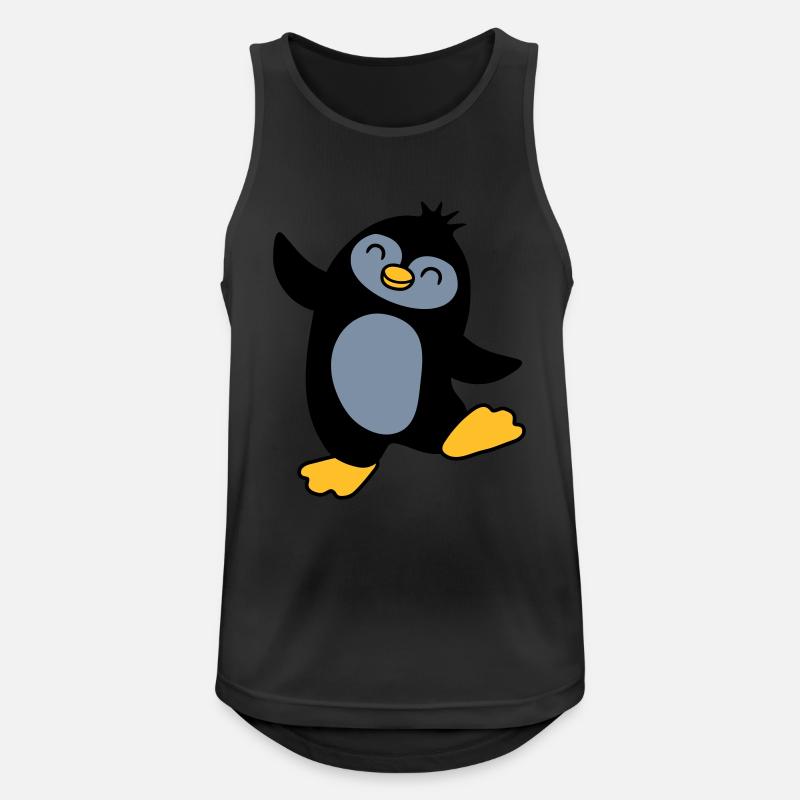 Happy cute penguin dancing - Men's Breathable Tank Top - black