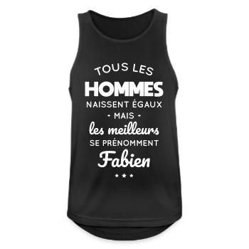 Hommes égaux meilleurs se prénomment Fabien - Débardeur respirant Homme - noir - Devant - Nick (188cm)