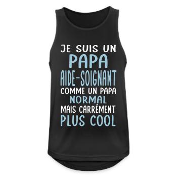 Papa aide-soignant comme papa normal plus cool - Débardeur respirant Homme - noir - Devant - Nick (188cm)