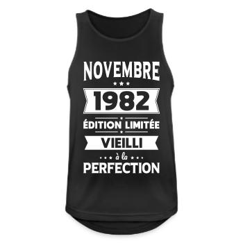 Anniversaire 40 ans - Novembre 1982 Perfection - Débardeur respirant Homme - noir - Devant - Nick (188cm)