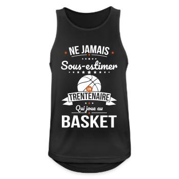 Sous-estimer un trentenaire qui joue au basket - Débardeur respirant Homme - noir - Devant - Nick (188cm)