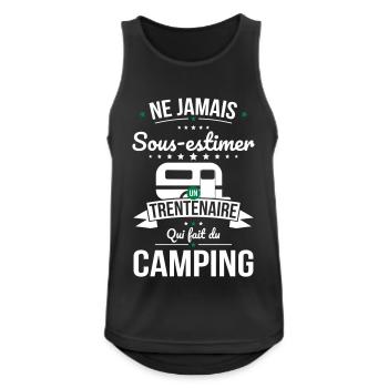 Sous-estimer un trentenaire qui fait du camping - Débardeur respirant Homme - noir - Devant - Nick (188cm)