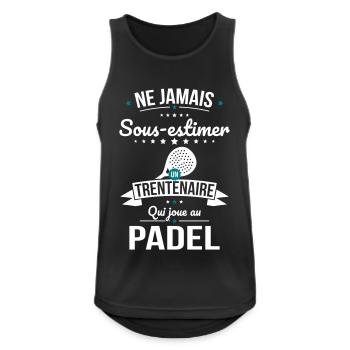 Sous-estimer un trentenaire qui joue au padel - Débardeur respirant Homme - noir - Devant - Nick (188cm)