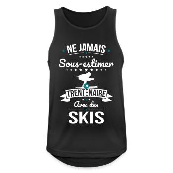 Sous-estimer un trentenaire avec des skis - Débardeur respirant Homme - noir - Devant - Nick (188cm)