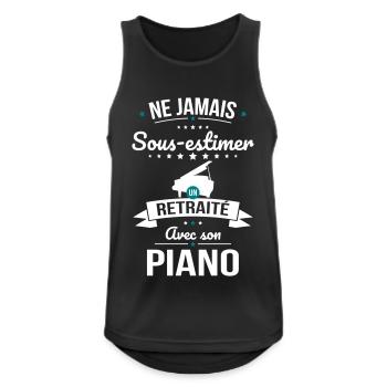 Sous-estimer un retraité avec son piano - Débardeur respirant Homme - noir - Devant - Nick (188cm)