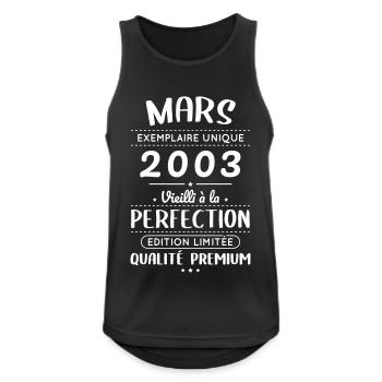 Anniversaire 20 ans - Mars 2003 Perfection - Débardeur respirant Homme - noir - Devant - Nick (188cm)