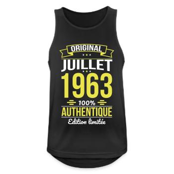Anniversaire 60 ans - Original - Juillet 1963 - Débardeur respirant Homme - noir - Devant - Nick (188cm)