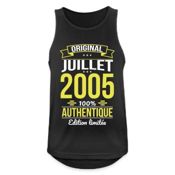 Anniversaire 20 ans - Original - Juillet 2005 - Débardeur respirant Homme - noir - Devant - Nick (188cm)