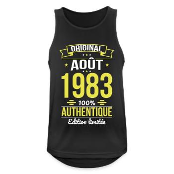 Anniversaire 40 ans - Original - Août 1983 - Débardeur respirant Homme - noir - Devant - Nick (188cm)