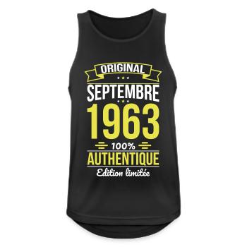 Anniversaire 60 ans - Original - Septembre 1963 - Débardeur respirant Homme - noir - Devant - Nick (188cm)