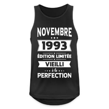 Anniversaire 30 ans - Novembre 1993 Perfection - Débardeur respirant Homme - noir - Devant - Nick (188cm)