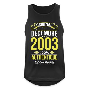 Anniversaire 20 ans - Original - Décembre 2003 - Débardeur respirant Homme - noir - Devant - Nick (188cm)