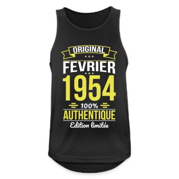 Anniversaire 70 ans - Original - Février 1954 - Débardeur respirant Homme - noir - Devant - Nick (188cm)