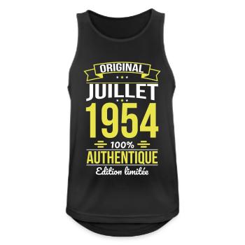 Anniversaire 70 ans - Original - Juillet 1954 - Débardeur respirant Homme - noir - Devant - Nick (188cm)