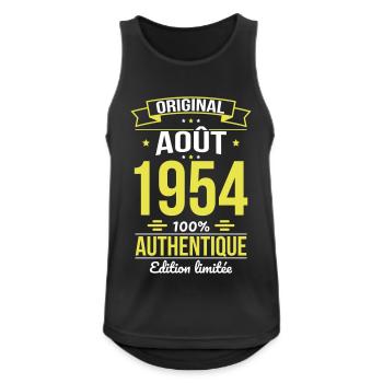 Anniversaire 70 ans - Original - Août 1954 - Débardeur respirant Homme - noir - Devant - Nick (188cm)