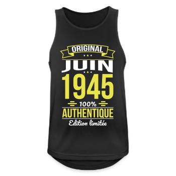 Anniversaire 80 ans - Original - Juin 1945 - Débardeur respirant Homme - noir - Devant - Nick (188cm)