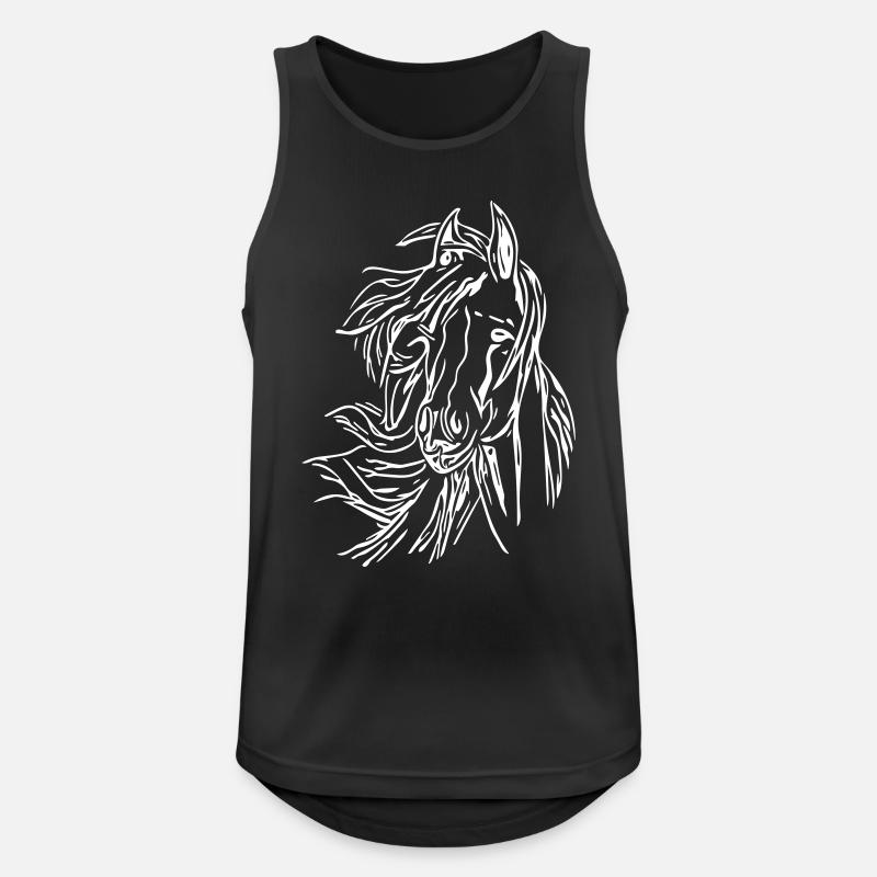 Pferd - Kopf Vector - Männer Tank Top atmungsaktiv - Schwarz