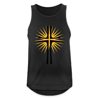 Kreuz - Männer Tank Top atmungsaktiv - Schwarz - Vorne - Nick (188cm)
