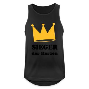 Sieger der Herzen - Männer Tank Top atmungsaktiv - Schwarz - Vorne - Nick (188cm)