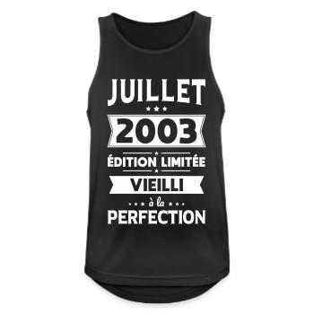Anniversaire 20 ans - Juillet 2003 Perfection - Débardeur respirant Homme - noir - Devant - Nick (188cm)