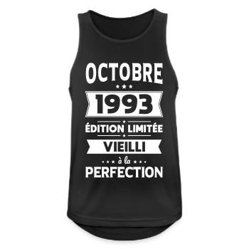 Anniversaire 30 ans - Octobre 1993 Perfection - Débardeur respirant Homme - noir - Devant - Nick (188cm)