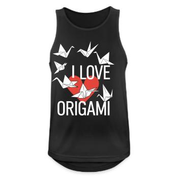 Origami Heart Love Tee - Men's Breathable Tank Top - black - Front - Nick (188cm)