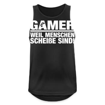 Gamer weil Menschen scheiße sind Game Konsole - Männer Tank Top atmungsaktiv - Schwarz - Vorne - Nick (188cm)