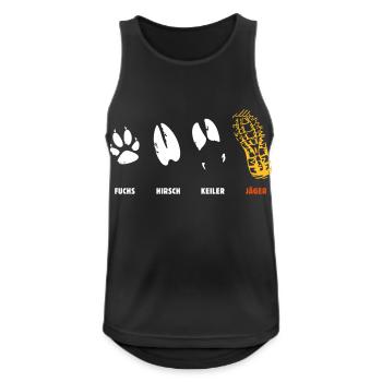 Fuchs, Reh, Keiler, Jäger, Trittsiegel, Fährte - Männer Tank Top atmungsaktiv - Schwarz - Vorne - Nick (188cm)
