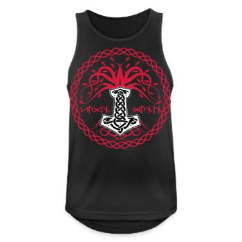 Hammer Mjolnir mit Hugin and Munin - Männer Tank Top atmungsaktiv - Schwarz - Vorne - Nick (188cm)