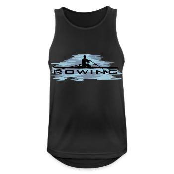 Rudern, Ruderer und Wasser - Männer Tank Top atmungsaktiv - Schwarz - Vorne - Nick (188cm)