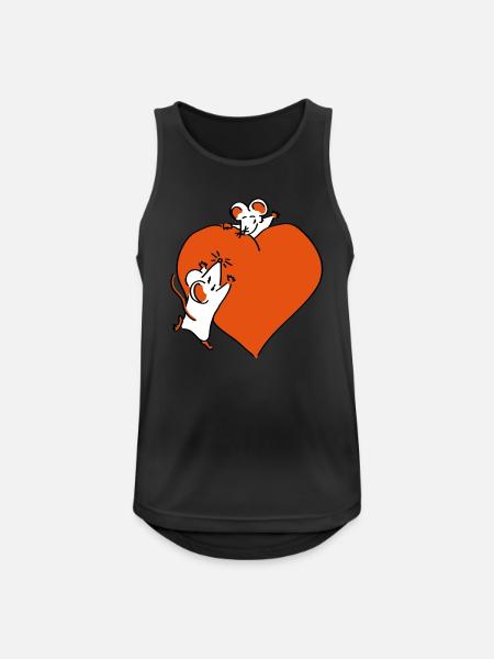 großes Herz - Männer Tank Top atmungsaktiv - Schwarz