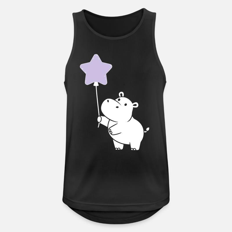 Cute Hippo Star Balloon Party - Men's Breathable Tank Top - black