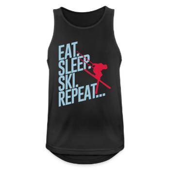 Eat sleep Ski repeat - Skiing-Urlaub-Winter-Schnee - Débardeur respirant Homme - noir - Devant - Nick (188cm)