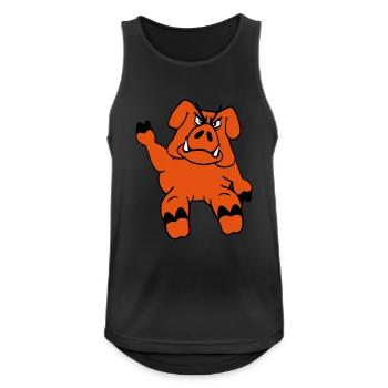 Böser Eber Winkt Lustiges Cartoon Comic Schwein - Männer Tank Top atmungsaktiv - Schwarz - Vorne - Nick (188cm)