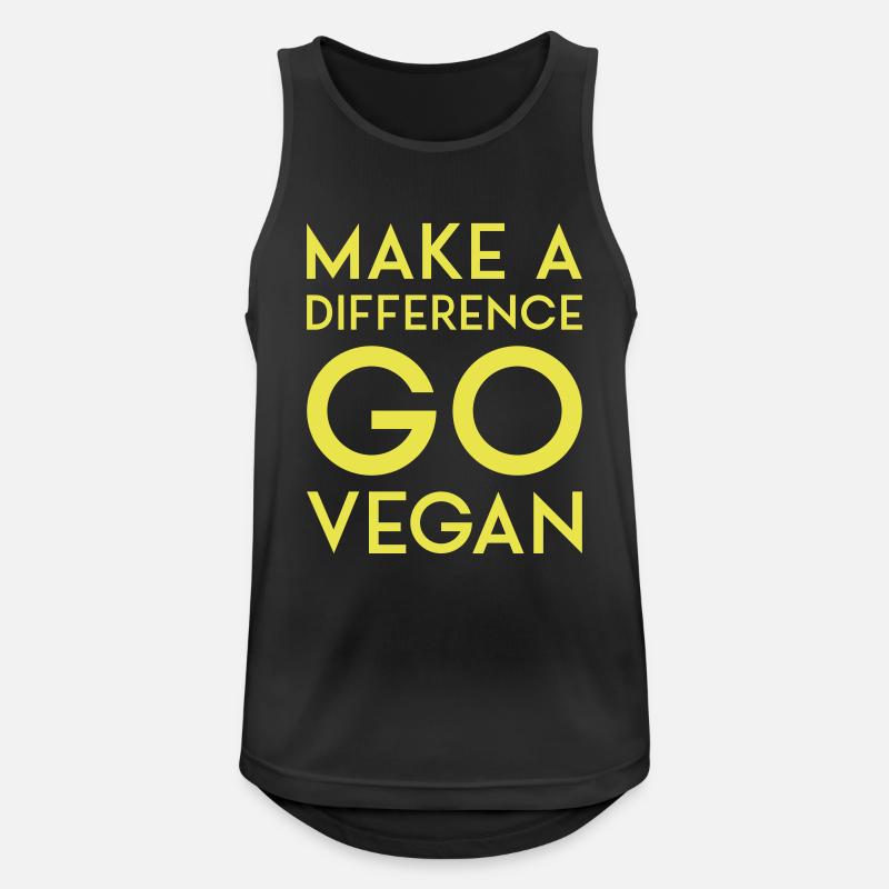 MAKE A DIFFERENCE GO VEGAN - Männer Tank Top atmungsaktiv - Schwarz