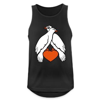 2 Tauben Herz Vögel zwei Pärchen sitzen verliebt - Männer Tank Top atmungsaktiv - Schwarz - Vorne - Nick (188cm)