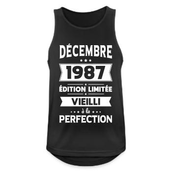 Anniversaire 35 ans - Décembre 1987 Perfection - Débardeur respirant Homme - noir - Devant - Nick (188cm)