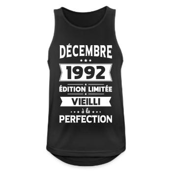 Anniversaire 30 ans - Décembre 1992 Perfection - Débardeur respirant Homme - noir - Devant - Nick (188cm)
