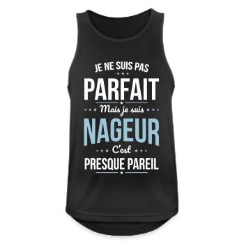 Je ne suis pas parfait mais je suis nageur - Débardeur respirant Homme - noir - Devant - Nick (188cm)