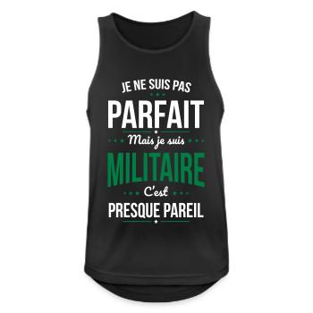 Je ne suis pas parfait mais je suis militaire - Débardeur respirant Homme - noir - Devant - Nick (188cm)