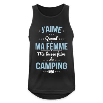 J'aime quand ma femme me laisse faire du camping - Débardeur respirant Homme - noir - Devant - Nick (188cm)