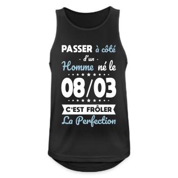 Anniversaire - Né le 8 Mars Frôler perfection - Débardeur respirant Homme - noir - Devant - Nick (188cm)
