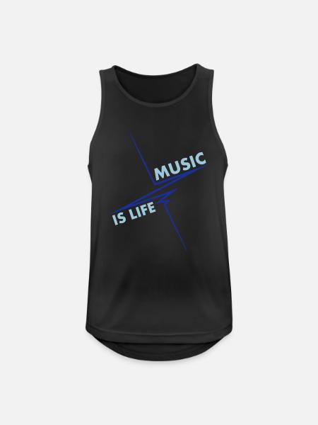 Muziek is Leven Puls Hartslag Muziek Frequentie Songteksten - Mannen tanktop ademend actief - zwart