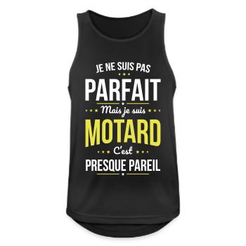 Je ne suis pas parfait mais je suis motard - Débardeur respirant Homme - noir - Devant - Nick (188cm)