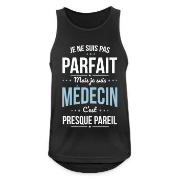 Je ne suis pas parfait mais je suis médecin - Débardeur respirant Homme - noir - Devant - Nick (188cm)
